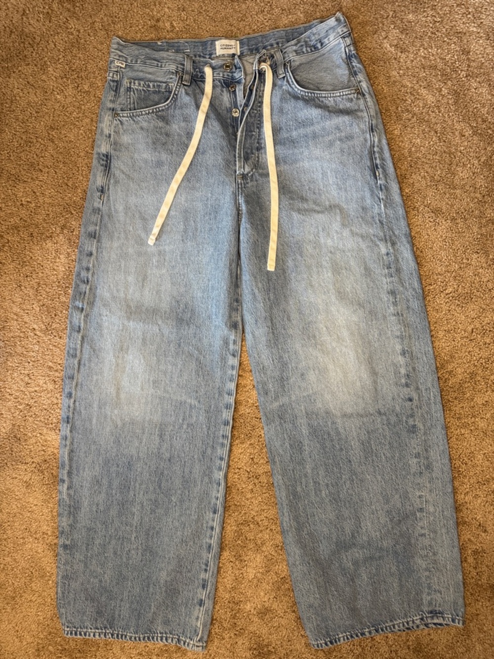 Citizens Of Humanity Light Wash Relaxed Drawstring Jeans